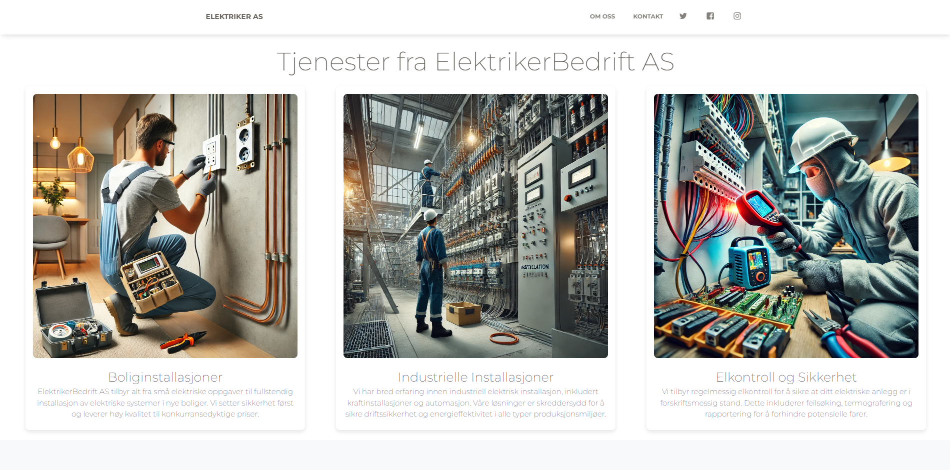 Brukervennlig nettside for elektrikertjenester