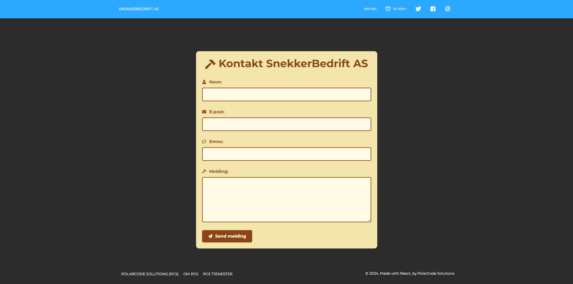 Moderne nettside for snekkerfirma